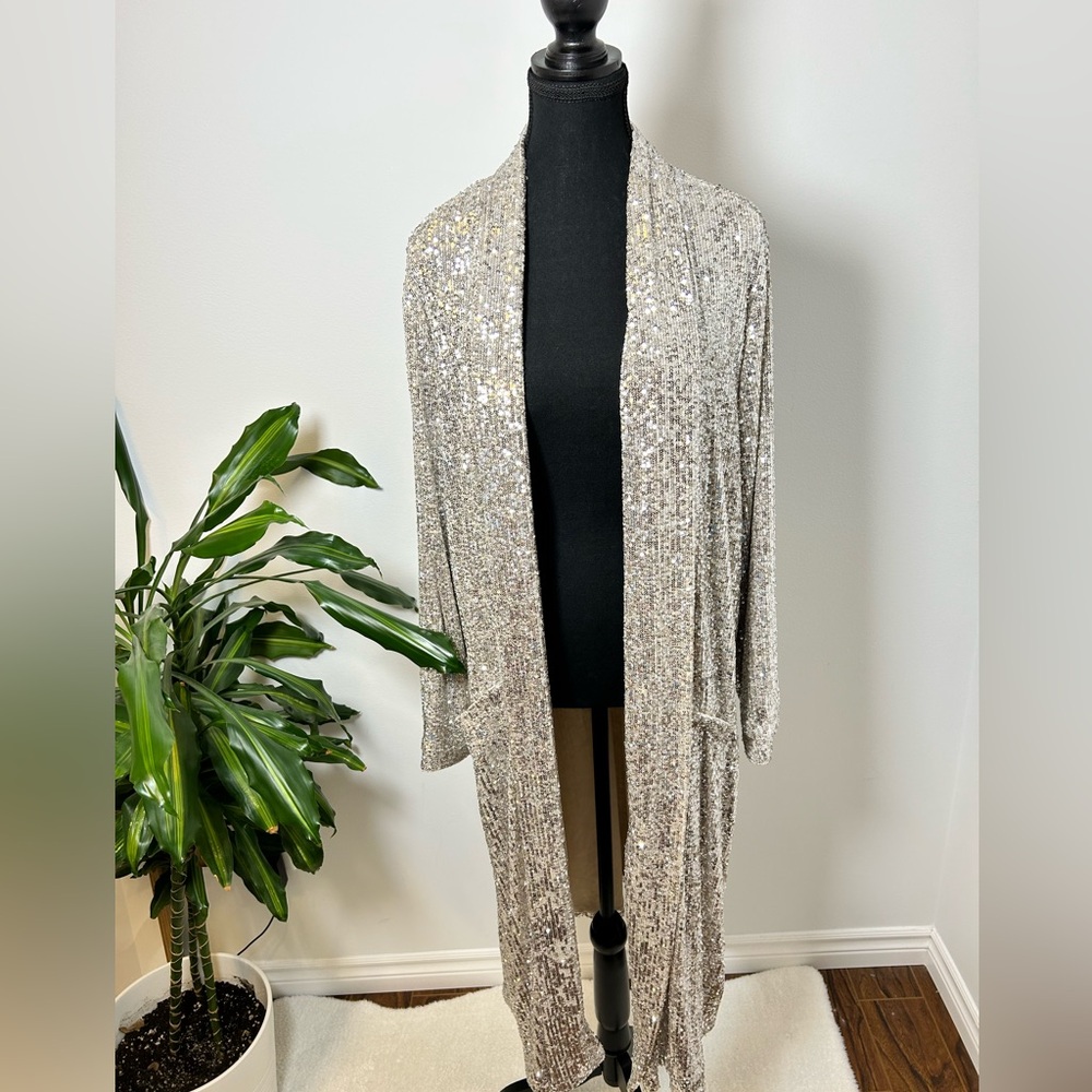 BB Dakota gold sequin duster, size large